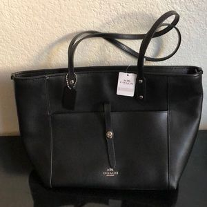 BNWT black Coach leather tote
